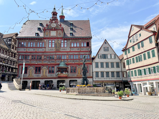 Fuente de Neptuno y Ayuntamiento de Tübingen